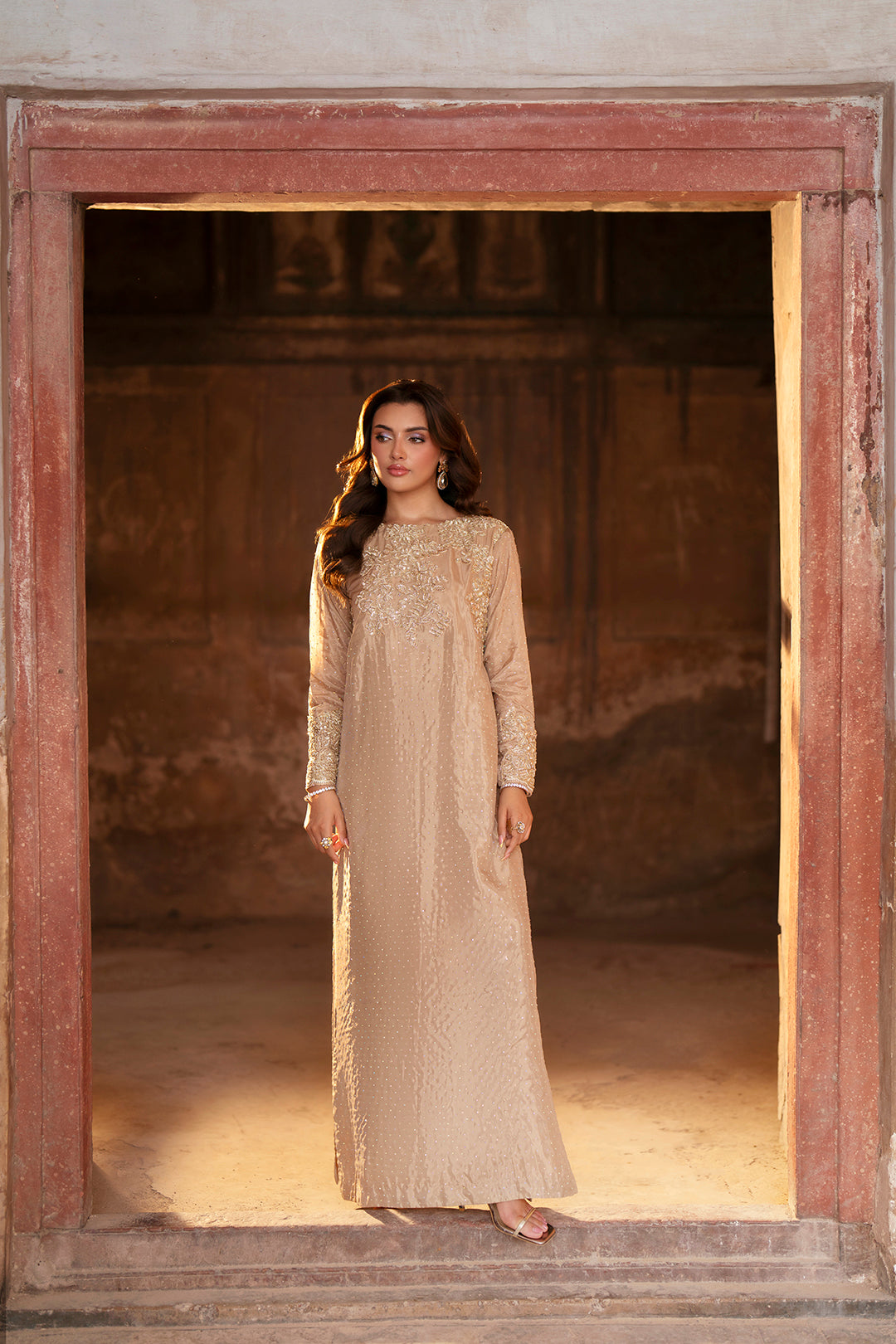 SF-257 | Shimmer Silk Kaftan | Luxury Formal