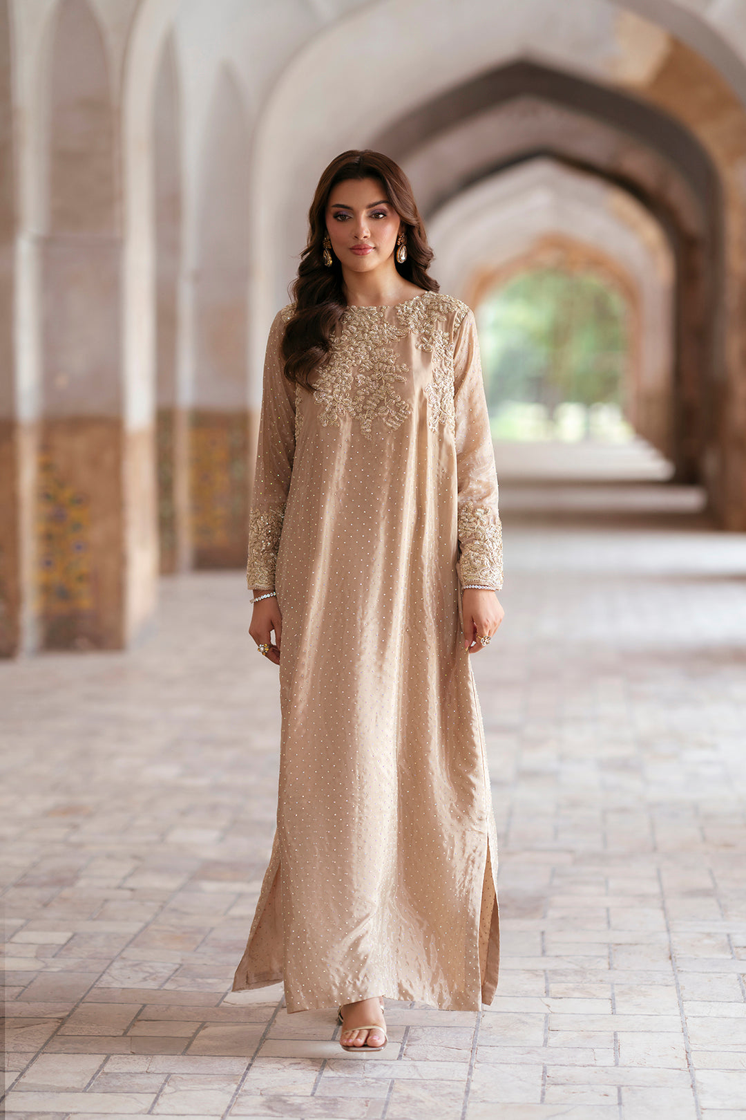 SF-257 | Shimmer Silk Kaftan | Luxury Formal