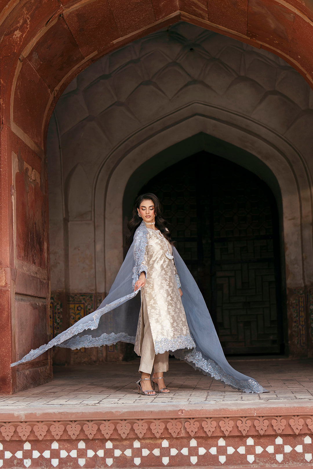 SF-262 | Jamawar Embossed Silk 3Pcs | Luxury Formal