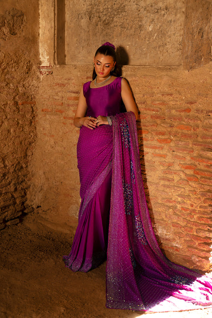 SF-259 | Pure Charmeuse Silk 2Pcs Saree | Luxury Formal