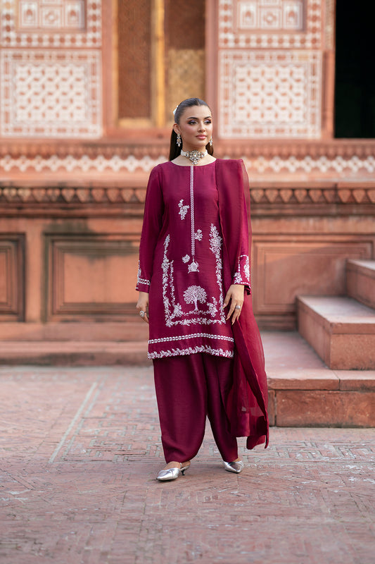 SF-264 | Embroidered Korean Raw Silk 3Pcs | Luxury Formal