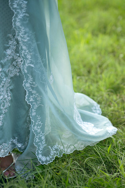 SF-269 | Embroidered & Hand-Embellished Korean Raw Silk 3Pcs | Luxury Formal