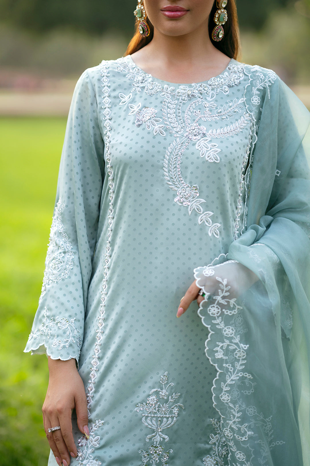 SF-269 | Embroidered & Hand-Embellished Korean Raw Silk 3Pcs | Luxury Formal