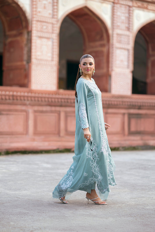 SF-269 | Embroidered & Hand-Embellished Korean Raw Silk 3Pcs | Luxury Formal