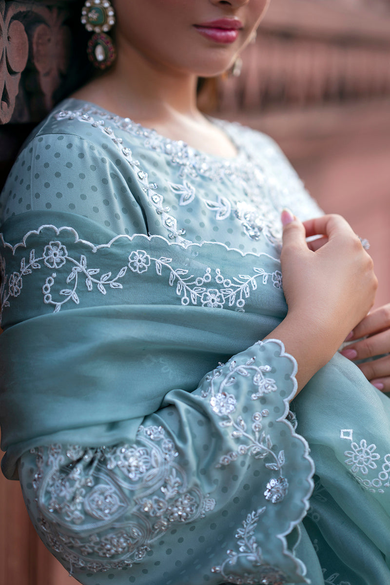 SF-269 | Embroidered & Hand-Embellished Korean Raw Silk 3Pcs | Luxury Formal