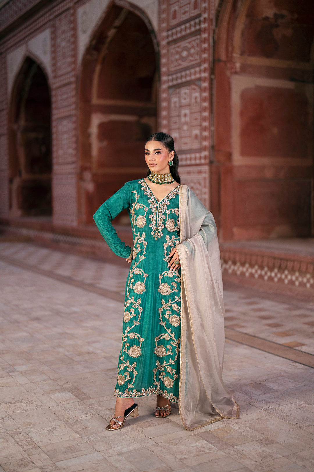 SF-268 | Embroidered & Hand-Embellished Pure Raw Silk 3Pcs | Luxury Formal