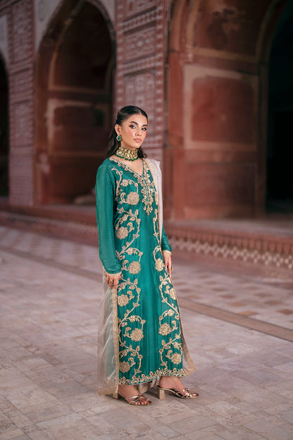 SF-268 | Embroidered & Hand-Embellished Pure Raw Silk 3Pcs | Luxury Formal