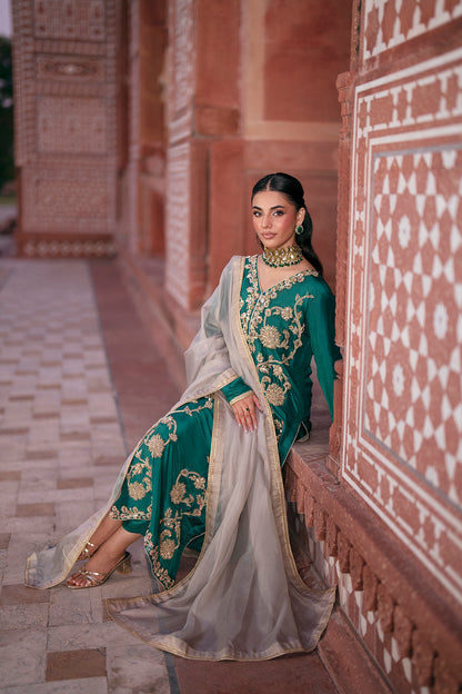 SF-268 | Embroidered & Hand-Embellished Pure Raw Silk 3Pcs | Luxury Formal