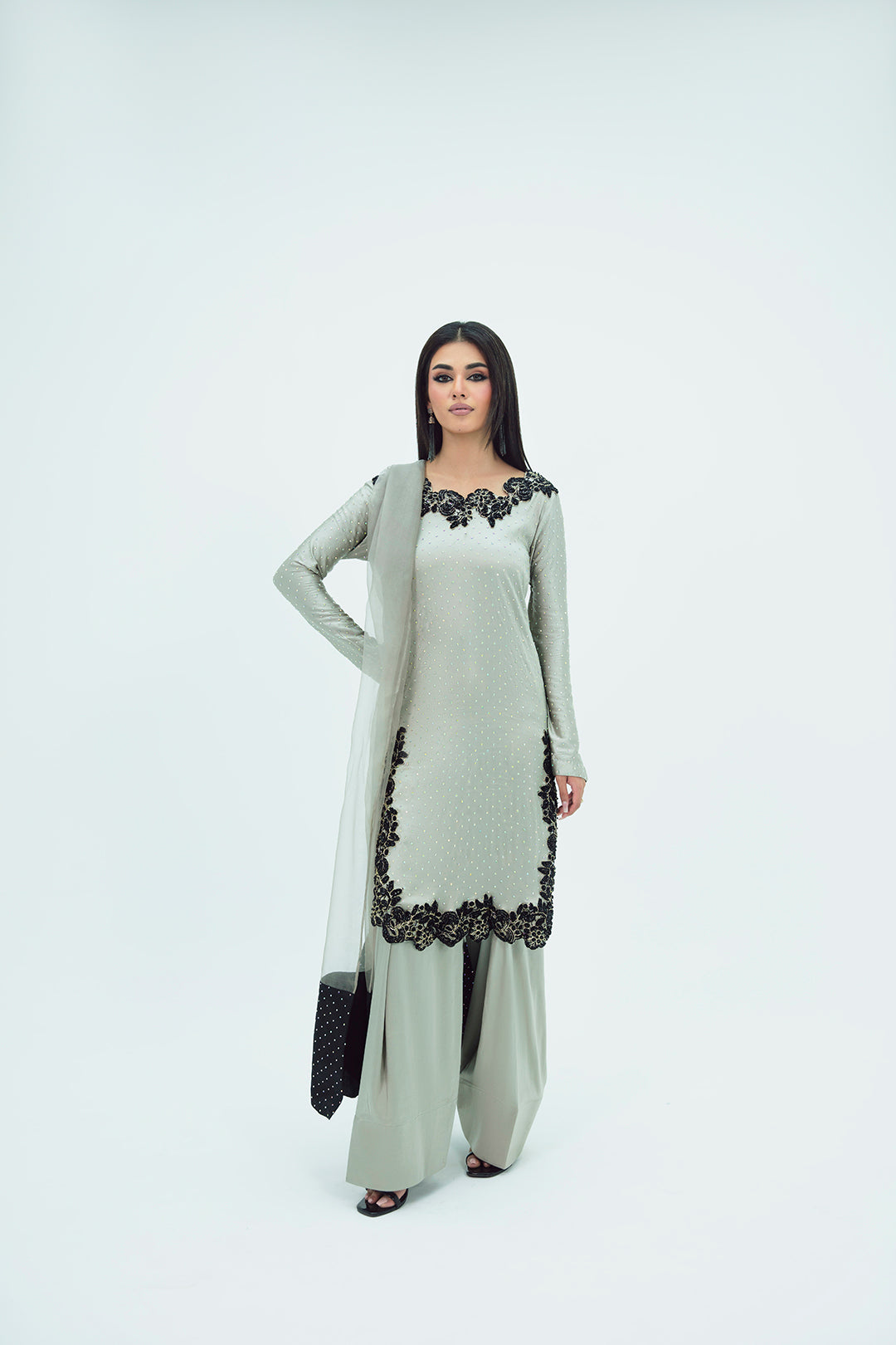 SF-265 | Embroidered Premium Silk 3Pcs | Luxury Formal