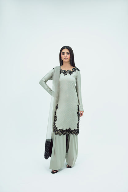 SF-265 | Embroidered Premium Silk 3Pcs | Luxury Formal