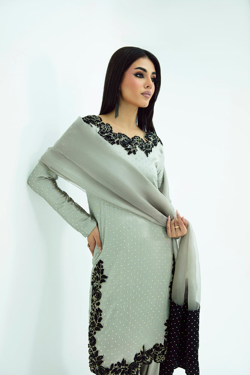 SF-265 | Embroidered Premium Silk 3Pcs | Luxury Formal