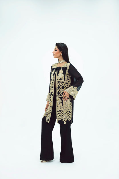 SF-272 | Khaddi Net Jacket 3Pcs | Luxury Formal