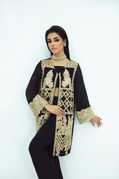 SF-272 | Khaddi Net Jacket 3Pcs | Luxury Formal