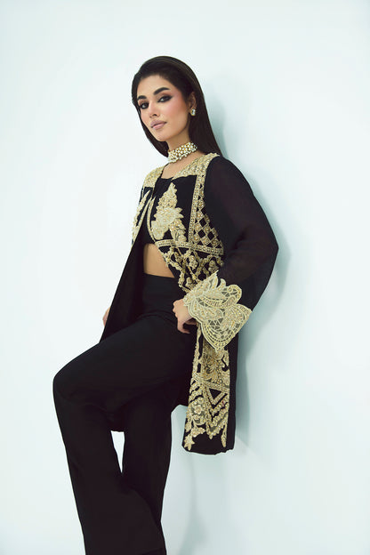 SF-272 | Khaddi Net Jacket 3Pcs | Luxury Formal